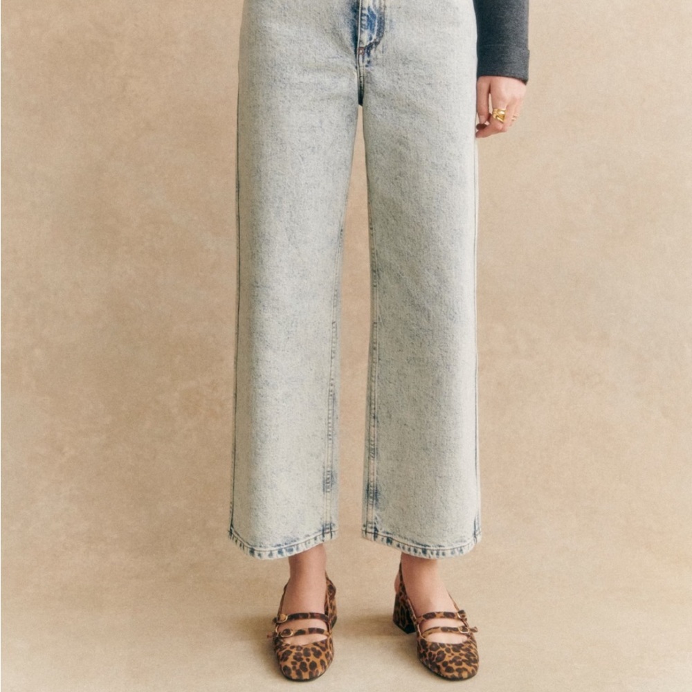 Sezane le crop jeans edge blue size 8/40